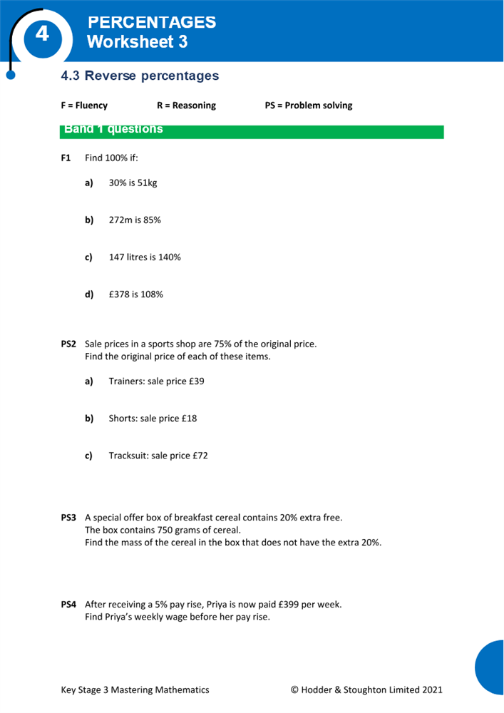 Reverse percentage word problems picture