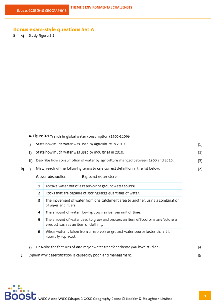 Eduqas B Theme 3 Bonus Exam-style Questions Set A | Boost