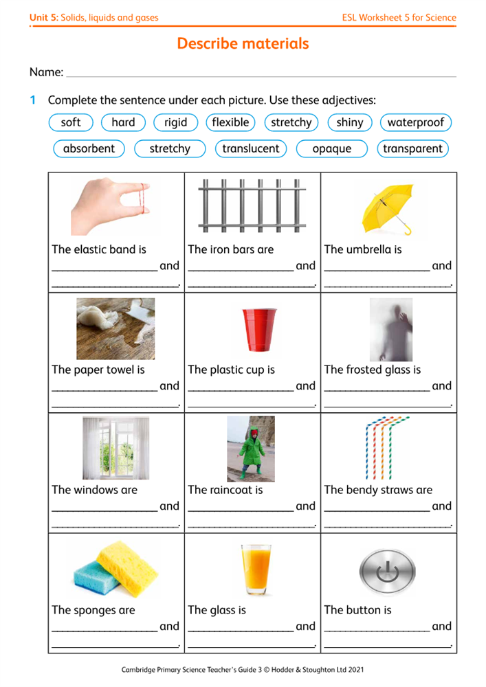 ESL Worksheet 5 Describe materials Boost