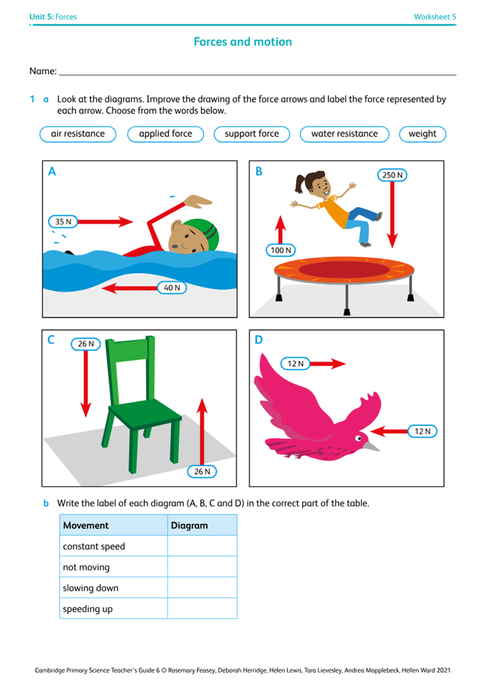 worksheet 5 forces and motion boost