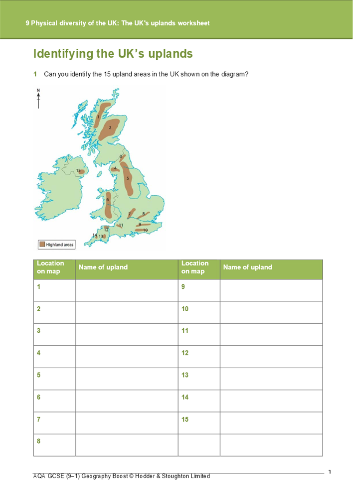 9 the uk s uplands worksheet boost