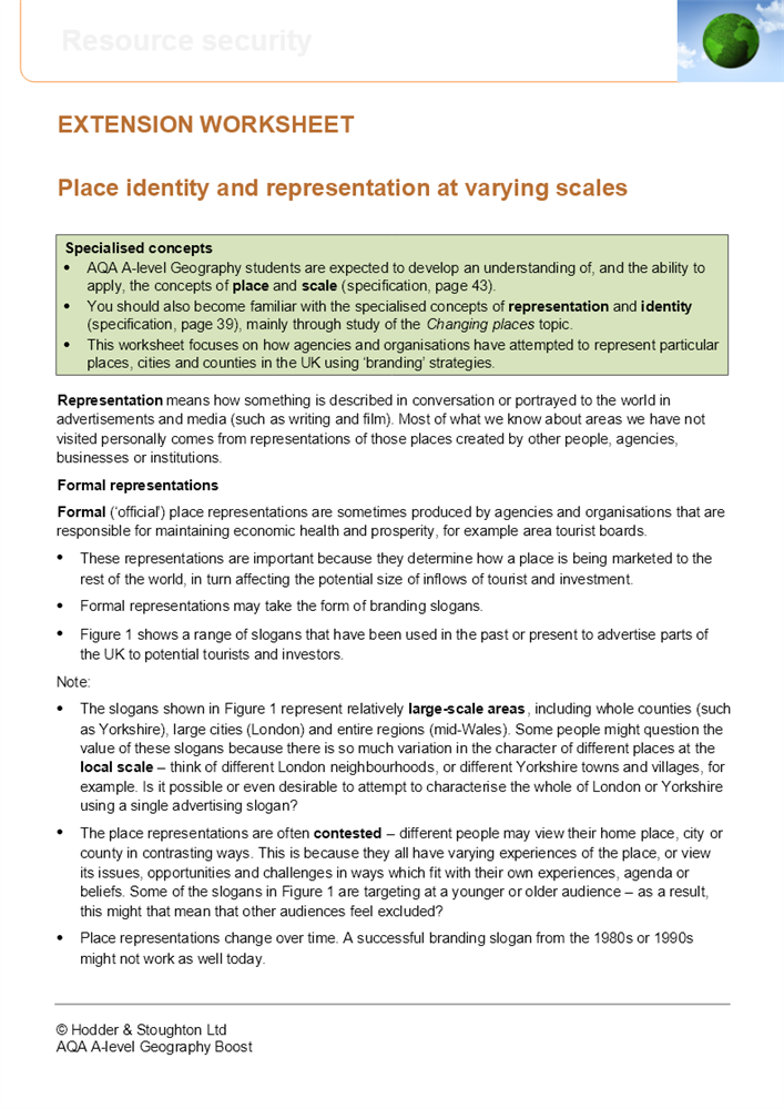 Extension Worksheet Place Identity And Representation Boost