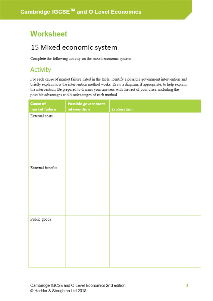 15 mixed economic system worksheet boost