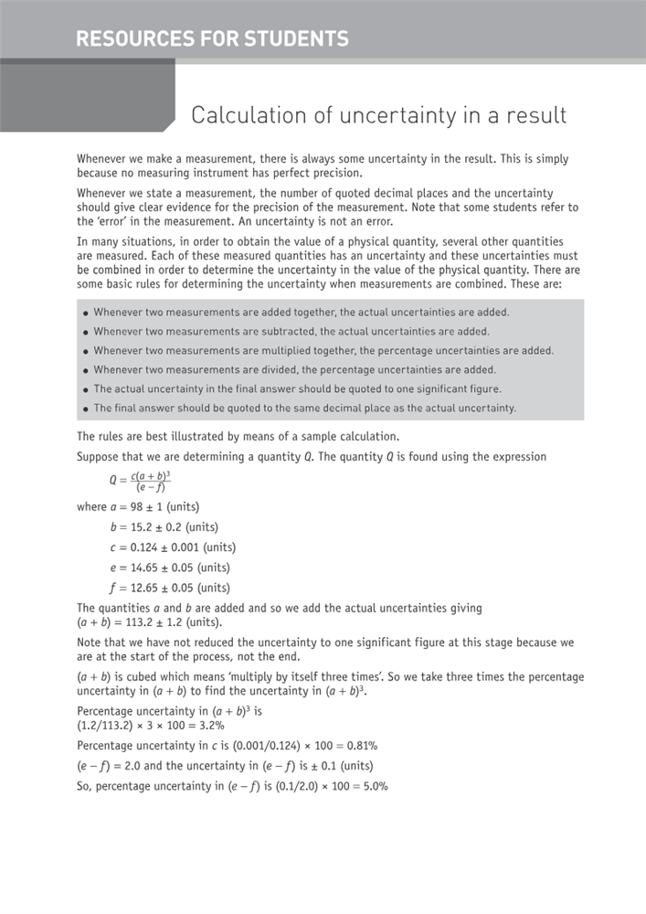 Calculation of uncertainty in a result Boost