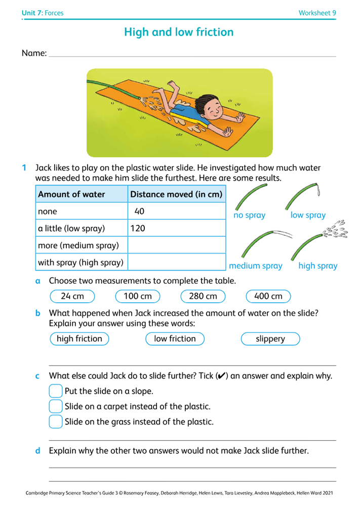 Worksheet 9: High and low friction | Boost